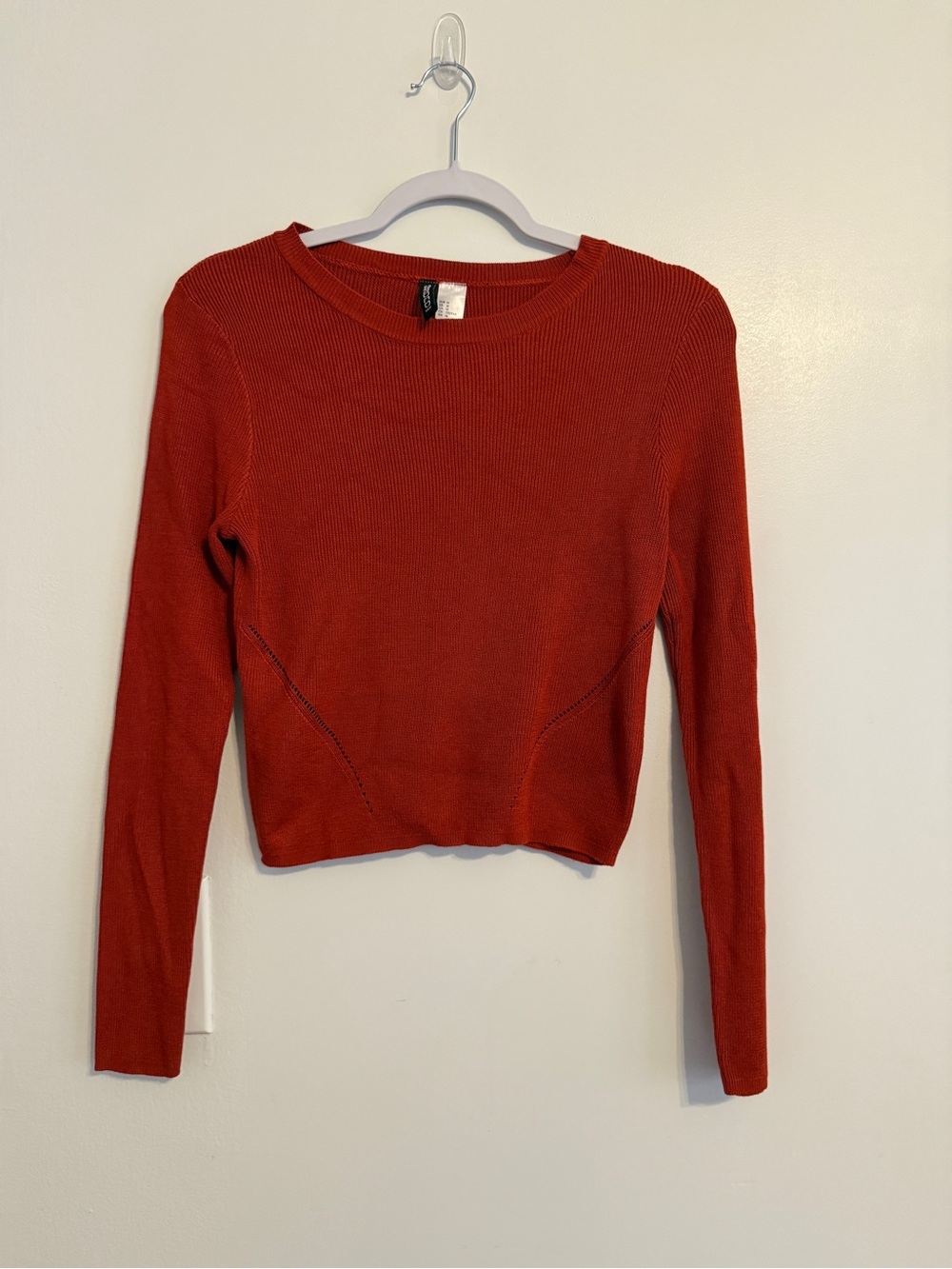 H&M DIVIDED Ribbed Crewneck Crop Top - Orange Red